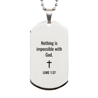Load image into Gallery viewer, Luke 1 37 Dog Tag Necklaces - Luke 1:37 Necklace for Men – front view

