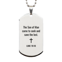 Load image into Gallery viewer, Luke 19 10 Dog Tag Necklaces - Luke 19:10 Necklace for Men – front view
