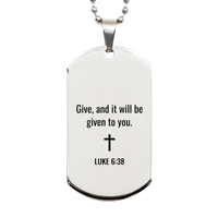 Load image into Gallery viewer, Luke 6 38 Dog Tag Necklaces - Luke 6:38 Necklace for Men – front view
