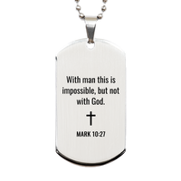 Load image into Gallery viewer, Mark 10 27 Dog Tag Necklaces - Mark 10:27 Necklace for Men – front view
