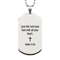 Load image into Gallery viewer, Mark 12 30 Dog Tag Necklaces - Mark 12:30 Necklace for Men – front view
