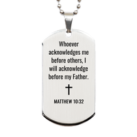 Load image into Gallery viewer, Matthew 10 32 Dog Tag Necklaces - Matthew 10:32 Necklace for Men – front view
