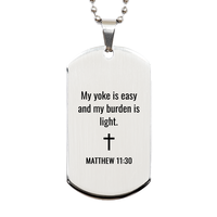 Load image into Gallery viewer, Matthew 11 30 Dog Tag Necklaces - Matthew 11:30 Necklace for Men – front view
