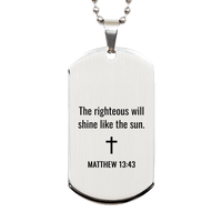 Load image into Gallery viewer, Matthew 13 43 Dog Tag Necklaces - Matthew 13:43 Necklace for Men – front view
