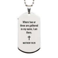 Load image into Gallery viewer, Matthew 18 20 Dog Tag Necklaces - Matthew 18:20 Necklace for Men – front view
