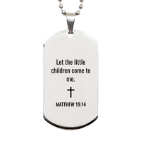 Load image into Gallery viewer, Matthew 19 14 Dog Tag Necklaces - Matthew 19:14 Necklace for Men – front view
