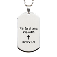 Load image into Gallery viewer, Matthew 19 26 Dog Tag Necklaces - Matthew 19:26 Necklace for Men – front view
