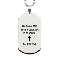 Load image into Gallery viewer, Matthew 20 28 Dog Tag Necklaces - Matthew 20:28 Necklace for Men – front view
