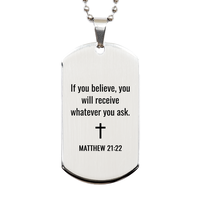 Load image into Gallery viewer, Matthew 21 22 Dog Tag Necklaces - Matthew 21:22 Necklace for Men – front view

