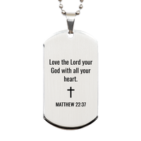 Load image into Gallery viewer, Matthew 22 37 Dog Tag Necklaces - Matthew 22:37 Necklace for Men – front view
