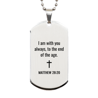 Load image into Gallery viewer, Matthew 28 20 Dog Tag Necklaces - Matthew 28:20 Necklace for Men – front view
