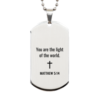 Load image into Gallery viewer, Matthew 5 14 Dog Tag Necklaces - Matthew 5:14 Necklace for Men – front view
