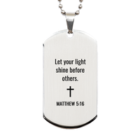Load image into Gallery viewer, Matthew 5 16 Dog Tag Necklaces - Matthew 5:16 Necklace for Men – front view
