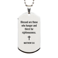 Load image into Gallery viewer, Matthew 5 6 Dog Tag Necklaces - Matthew 5:6 Necklace for Men – front view
