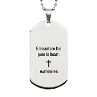 Load image into Gallery viewer, Matthew 5 8 Dog Tag Necklaces - Matthew 5:8 Necklace for Men – front view
