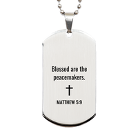 Load image into Gallery viewer, Matthew 5 9 Dog Tag Necklaces - Matthew 5:9 Necklace for Men – front view
