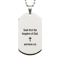 Load image into Gallery viewer, Matthew 6 33 Dog Tag Necklaces - Matthew 6:33 Necklace for Men – front view
