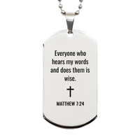 Load image into Gallery viewer, Matthew 7 24 Dog Tag Necklaces - Matthew 7:24 Necklace for Men – front view
