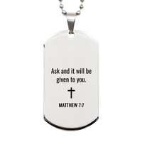 Load image into Gallery viewer, Matthew 7 7 Dog Tag Necklaces - Matthew 7:7 Necklace for Men – front view
