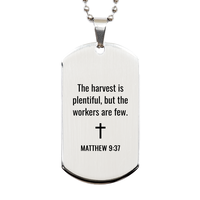 Load image into Gallery viewer, Matthew 9 37 Dog Tag Necklaces - Matthew 9:37 Necklace for Men – front view
