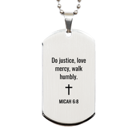 Load image into Gallery viewer, Micah 6 8 Dog Tag Necklaces - Micah 6:8 Necklace for Men – front view
