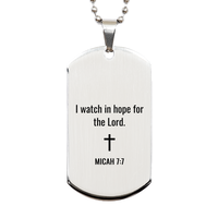 Load image into Gallery viewer, Micah 7 7 Dog Tag Necklaces - Micah 7:7 Necklace for Men – front view
