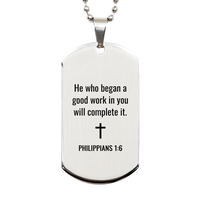 Load image into Gallery viewer, Philippians 1 6 Dog Tag Necklaces - Philippians 1:6 Necklace for Men – front view

