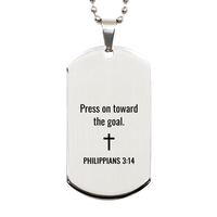 Load image into Gallery viewer, Philippians 3 14 Dog Tag Necklaces - Philippians 3:14 Necklace for Men – front view
