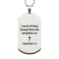 Load image into Gallery viewer, Philippians 4 13 Dog Tag Necklaces - Philippians 4:13 Necklace for Men – front view
