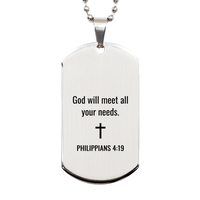 Load image into Gallery viewer, Philippians 4 19 Dog Tag Necklaces - Philippians 4:19 Necklace for Men – front view

