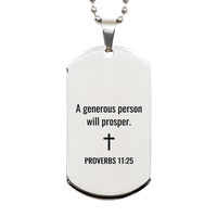 Load image into Gallery viewer, Proverbs 11 25 Dog Tag Necklaces - Proverbs 11:25 Necklace for Men – front view
