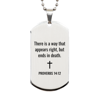 Load image into Gallery viewer, Proverbs 14 12 Dog Tag Necklaces - Proverbs 14:12 Necklace for Men – front view
