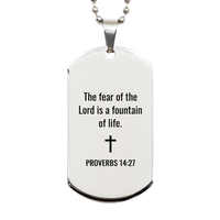 Load image into Gallery viewer, Proverbs 14 27 Dog Tag Necklaces - Proverbs 14:27 Necklace for Men – front view
