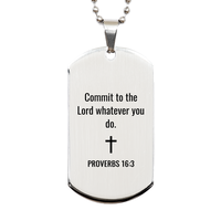 Load image into Gallery viewer, Proverbs 16 3 Dog Tag Necklaces - Proverbs 16:3 Necklace for Men – front view
