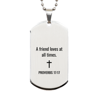 Load image into Gallery viewer, Proverbs 17 17 Dog Tag Necklaces - Proverbs 17:17 Necklace for Men – front view
