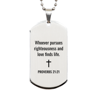Load image into Gallery viewer, Proverbs 21 21 Dog Tag Necklaces - Proverbs 21:21 Necklace for Men – front view
