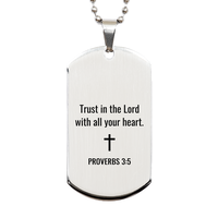 Load image into Gallery viewer, Proverbs 3 5 Dog Tag Necklaces - Proverbs 3:5 Necklace for Men – front view

