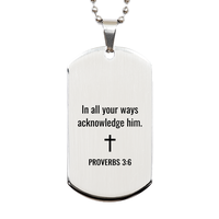 Load image into Gallery viewer, Proverbs 3 6 Dog Tag Necklaces - Proverbs 3:6 Necklace for Men – front view
