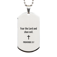 Load image into Gallery viewer, Proverbs 3 7 Dog Tag Necklaces - Proverbs 3:7 Necklace for Men – front view
