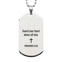 Load image into Gallery viewer, Proverbs 4 23 Dog Tag Necklaces - Proverbs 4:23 Necklace for Men – front view

