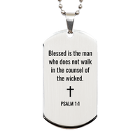 Load image into Gallery viewer, Psalm 1 1 Dog Tag Necklaces - Psalm 1:1 Necklace for Men – front view
