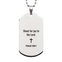 Load image into Gallery viewer, Psalm 100 1 Dog Tag Necklaces - Psalm 100:1 Necklace for Men – front view
