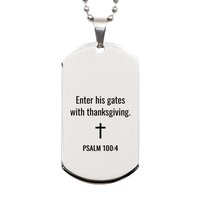 Load image into Gallery viewer, Psalm 100 4 Dog Tag Necklaces - Psalm 100:4 Necklace for Men – front view
