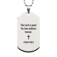 Load image into Gallery viewer, Psalm 100 5 Dog Tag Necklaces - Psalm 100:5 Necklace for Men – front view
