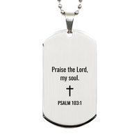 Load image into Gallery viewer, Psalm 103 1 Dog Tag Necklaces - Psalm 103:1 Necklace for Men – front view
