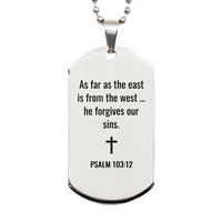 Load image into Gallery viewer, Psalm 103 12 Dog Tag Necklaces - Psalm 103:12 Necklace for Men – front view
