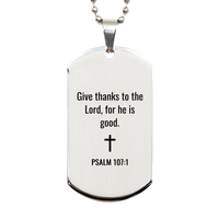 Load image into Gallery viewer, Psalm 107 1 Dog Tag Necklaces - Psalm 107:1 Necklace for Men – front view
