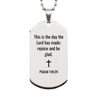 Load image into Gallery viewer, Psalm 118 24 Dog Tag Necklaces - Psalm 118:24 Necklace for Men – front view
