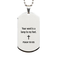 Load image into Gallery viewer, Psalm 119 105 Dog Tag Necklaces - Psalm 119:105 Necklace for Men – front view
