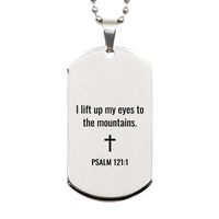 Load image into Gallery viewer, Psalm 121 1 Dog Tag Necklaces - Psalm 121:1 Necklace for Men – front view
